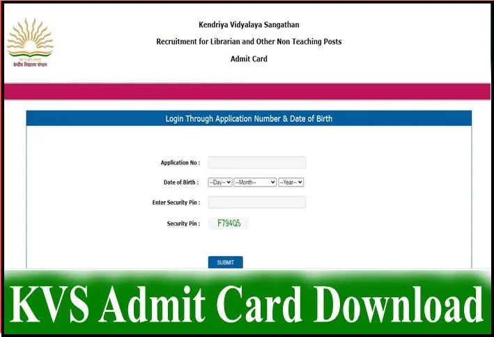 Kendriya Vidyalaya Non teaching 2023 Admit Card